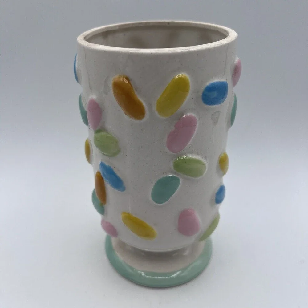 Vtg Ceramic Jelly Bean Easter Vase Candy Jar Dish 8402 Shafford Japan Pastel 6